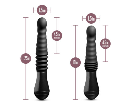 Пульсатор Blush Temptasia – Lazarus Thrusting Dildo – Black, ребристий стовбур, 3 швидкості