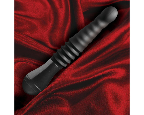 Пульсатор Blush Temptasia – Lazarus Thrusting Dildo – Black, ребристий стовбур, 3 швидкості