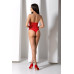Бодістокінг з імітацією корсетної шнурівки Passion BS094 One Size, red, квітковий візерунок, з досту