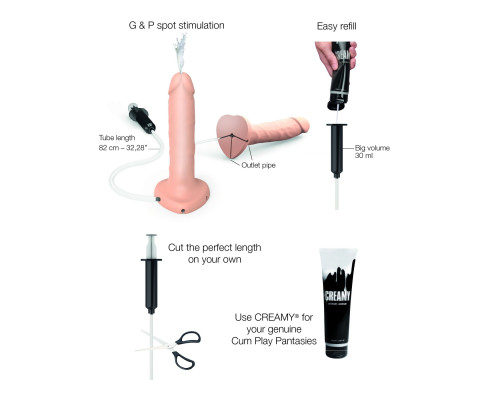 Фалоімітатор, що кінчає Strap-On-Me Squirting Cum Dildo Realistic Vanilla, діам. 3,5 см, силікон