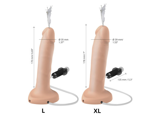 Фалоімітатор, що кінчає Strap-On-Me Squirting Cum Dildo Realistic Vanilla, діам. 3,5 см, силікон