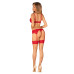 Панчохи Obsessive Ingridia stockings M/L, бежеві з червоною резинкою