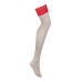 Панчохи Obsessive Ingridia stockings XL/2XL, бежеві з червоною резинкою