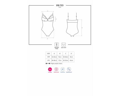 Мереживне боді з доступом Obsessive 818-TED-1 teddy XS/S, чорне