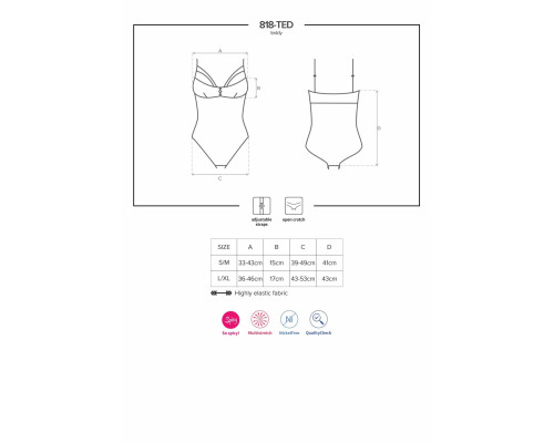 Мереживне боді з доступом Obsessive 818-TED-1 teddy M/L, чорне