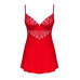 Пеньюар Obsessive Ingridia chemise & thong XL/2XL, червоний, сорочка, стрінги