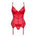 Комплект корсет та стрінги Obsessive Ingridia corset & thong XL/2XL, червоний
