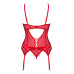 Комплект корсет та стрінги Obsessive Ingridia corset & thong XL/2XL, червоний
