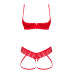 Комплект Obsessive Ingridia 2-pcs crotchless set XS/S, червоний, з доступом, відкриті груди