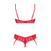 Комплект Obsessive Ingridia 2-pcs crotchless set XS/S, червоний, з доступом, відкриті груди