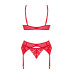 Комплект Obsessive Ingridia 3-pcs set XS/S, червоний, бюстгальтер, стрінги, пояс