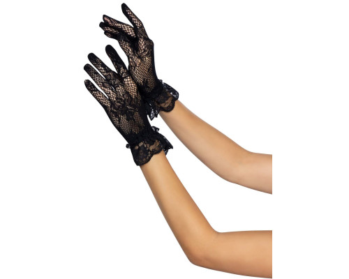 Короткі рукавички Leg Avenue Floral lace wristlength gloves Black