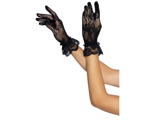 Короткі рукавички Leg Avenue Floral lace wristlength gloves Black