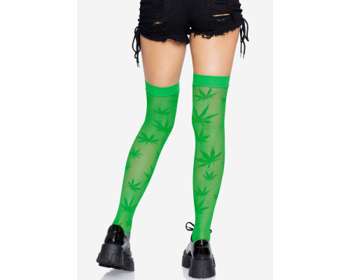 Панчохи з малюнком Leg Avenue 420 Net thigh highs Green