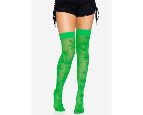 Панчохи з малюнком Leg Avenue 420 Net thigh highs Green