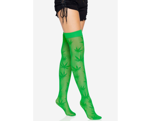Панчохи з малюнком Leg Avenue 420 Net thigh highs Green