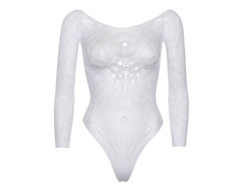 Еротичне боді-бодістокінг Leg Avenue Snap crotch thong back teddy White M/L