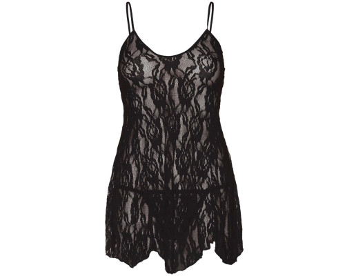 Сорочка бебі-дол Leg Avenue Rose Lace Flair Chemise Black, Queen Size