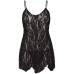 Сорочка бебі-дол Leg Avenue Rose Lace Flair Chemise Black, Queen Size