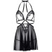 Сорочка бебі-дол з відкритими чашками Leg Avenue Lace and mesh babydoll & panty Black L, стринги