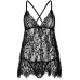 Сорочка бебі-дол Leg Avenue Floral lace babydoll & string Black S, стрінги