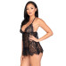 Сорочка бебі-дол Leg Avenue Floral lace babydoll & string Black S, стрінги