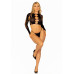 Комплект безшовної білизни Leg Avenue Long sleeve crop top & string Black, One Size, топ, стрінги