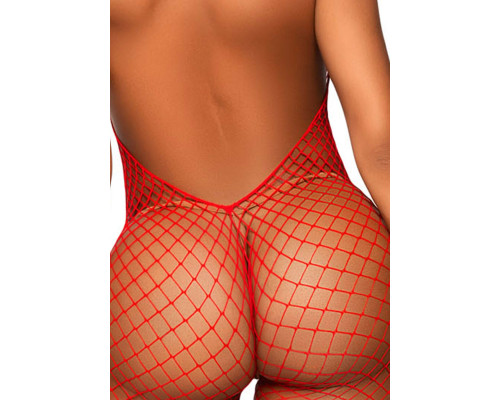 Еротичний сітчастий бодістокінг Leg Avenue Racer neck bodystocking Red