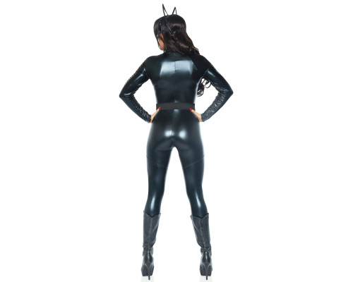 Еротичний костюм супергероя-кішечки Leg Avenue Wicked Kitty M, комбінезон, пояс, маска, вушка