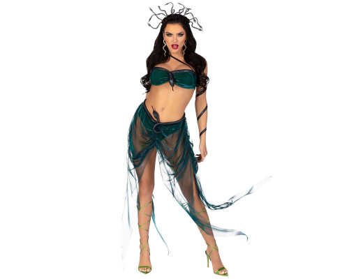 Еротичний костюм Медузи Горгони Leg Avenue Medusa Costume L, топ, спідниця, нарукавники, прикраси