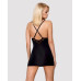 Сатиновый комплект для сна с кружевом Obsessive 828-CHE-1 chemise & thong S/M (мятая упаковка!!!)