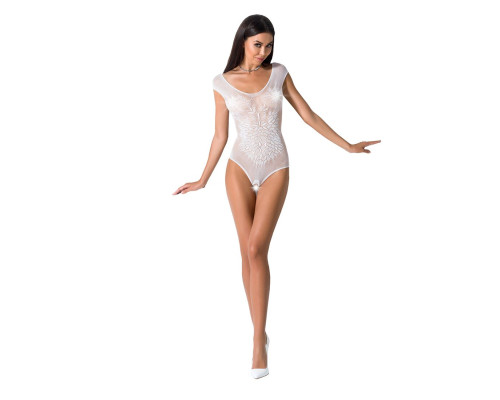 Бодістокінг Passion BS064 One Size, White, боді, закрите плече, відкритий доступ