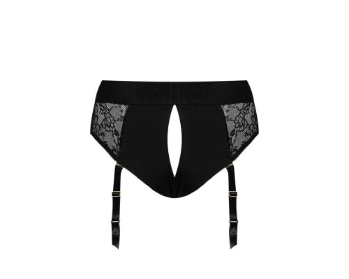 Кружевные трусы для страпона с подвязками для чулок Strap-On-Me DIVA HARNESS - L (мятая упаковка!!!)