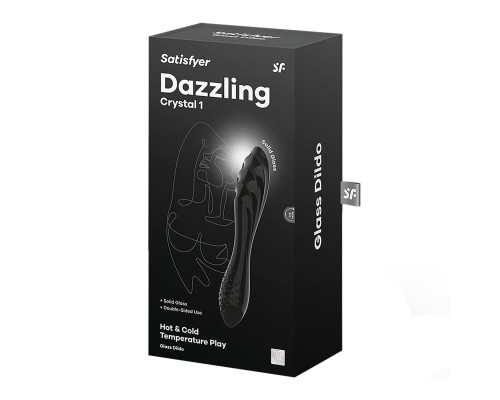 Двосторонній скляний дилдо Satisfyer Dazzling Crystal 1 Black, дуже міцний, без стопера