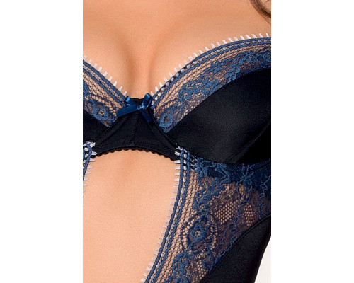 Розпродаж!!! Корсет із пажами GISELE CORSET black S/M — Passion Exclusive, трусики
