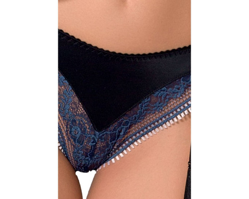 Комплект білизни Passion Exclusive GISELE SET XXL/XXXL, black, ліф, трусики з пажами