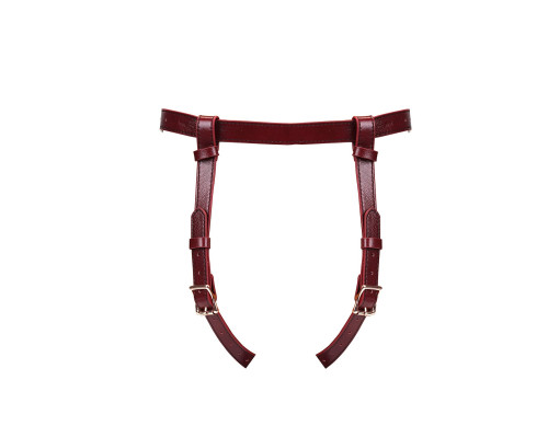 Шкіряні трусики для страпона Liebe Seele Wine Red Strap on Harness, універсальний розмір