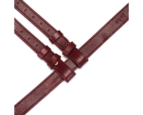 Шкіряні трусики для страпона Liebe Seele Wine Red Strap on Harness, універсальний розмір