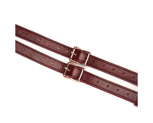 Шкіряні трусики для страпона Liebe Seele Wine Red Strap on Harness, універсальний розмір