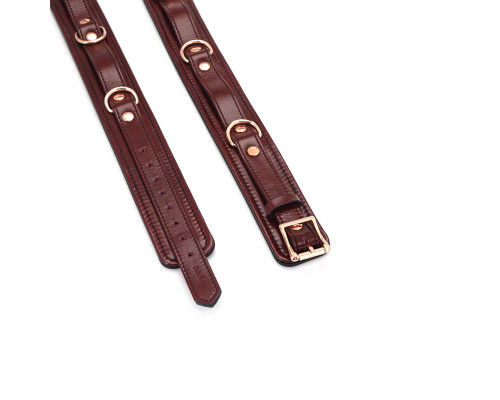 Фіксатори для стегон Liebe Seele Wine Red Thigh Cuffs S Size, натуральна  шкіра