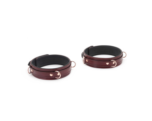Фіксатори для стегон Liebe Seele Wine Red Thigh Cuffs L Size, натуральна шкіра