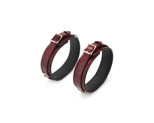 Фіксатори для стегон Liebe Seele Wine Red Thigh Cuffs L Size, натуральна шкіра