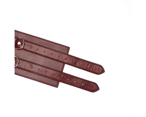 Шкіряний пояс для бондажу Liebe Seele Wine Red Waist Cuff, L Size