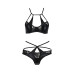Комплект белья Passion Exclusive NAVEL SET XXL/XXXL, black, трусики и лиф с элементами под латекс