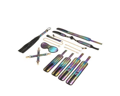 БДСМ-набір Liebe Seele Vivid Rainbow 8 Pieces Set, 8 аксесуарів, екошкіра на оксамитовій основі