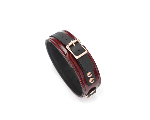 Шкіряний нашийник з повідцем Liebe Seele Wine Red Collar and Leash, 3 кільця для кріплення