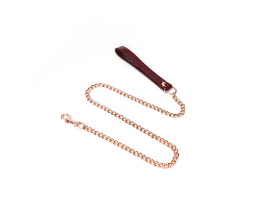 Шкіряний нашийник з повідцем Liebe Seele Wine Red Collar and Leash, 3 кільця для кріплення