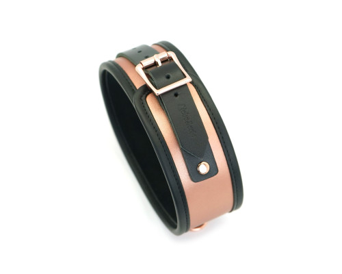 Широкий нашийник з повідцем Liebe Seele Rose Gold Memory Collar with Leash, натуральна шкіра