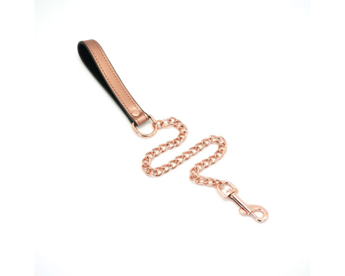 Широкий нашийник з повідцем Liebe Seele Rose Gold Memory Collar with Leash, натуральна шкіра