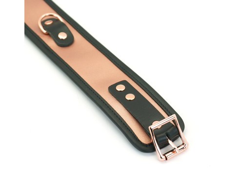 Широкий нашийник з повідцем Liebe Seele Rose Gold Memory Collar with Leash, натуральна шкіра